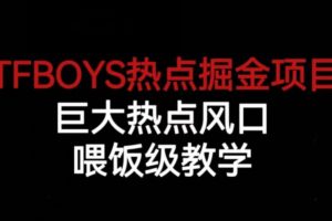 TFBOYS热点掘金项目，巨大热点风口，喂饭级教学