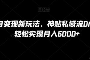 B站项目变现新玩法，神贴私域流0成本，可轻松实现月入6000+【揭秘】