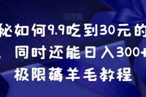 揭秘如何9.9吃到30元的外卖，同时还能日入300+，极限薅羊毛教程