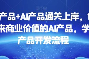 数据产品+AI产品通关上岸，创建能带来商业价值的AI产品，学习AI产品开发流程