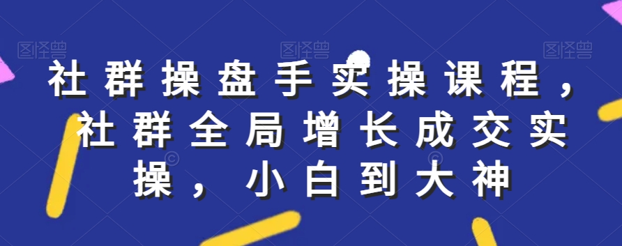 社群实操课程，社群全局增长成交实操，小白到大神