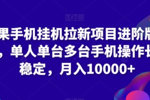 苹果手机挂机拉新项目进阶版模式，单人单台多台手机操作长期稳定，月入10000+【揭秘】