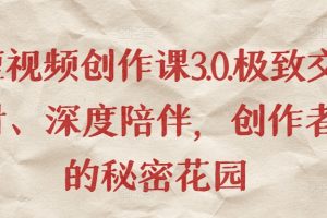 短视频创作课3.0.极致交付、深度陪伴，创作者的秘密花园