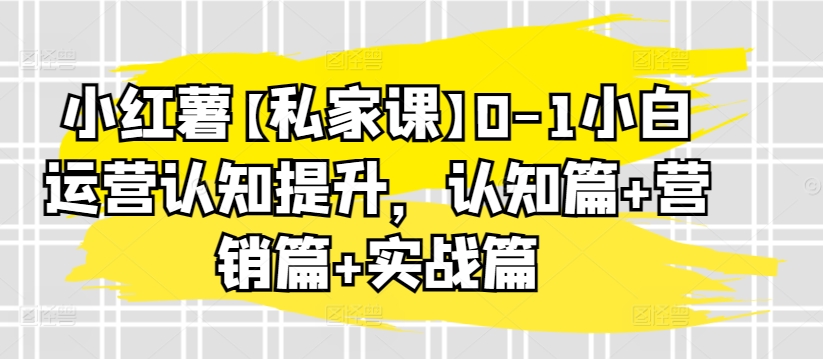 小红薯【私家课】0-1小白运营认知提升，认知篇+营销篇+实战篇