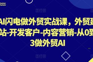 AI闪电做外贸实战课，​外贸建站-开发客户-内容营销-从0到3做外贸AI