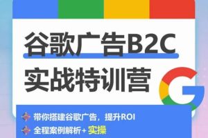 谷歌广告B2C实战特训营，500+谷歌账户总结经验，实战演示如何从0-1搭建广告账户