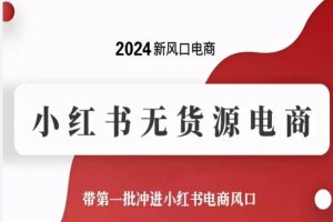 2024新风口电商，小红书无货源电商，带第一批冲进小红书电商风口