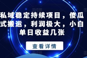 私域稳定持续项目，傻瓜式搬运，利润极大，小白单日收益几张【揭秘】