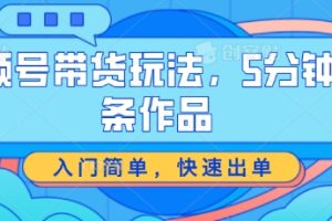 视频号带货玩法，5分钟一条作品，入门简单，快速出单【揭秘】