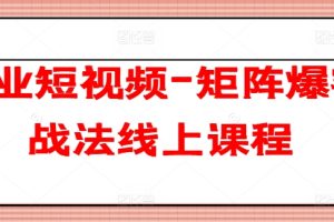 企业短视频-矩阵爆客战法线上课程