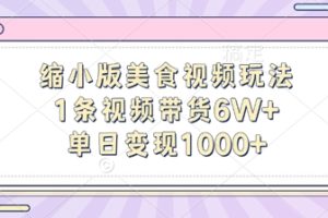 缩小版美食视频玩法，1条视频带货6W+，单日变现1k