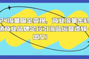 2024流量吸金变现，商业流量密码营销商业品牌定位引流品运营逻辑(图文)