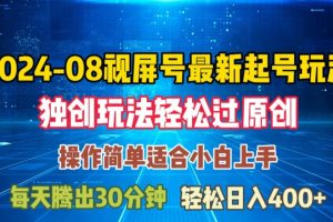 08月视频号最新起号玩法，独特方法过原创日入三位数轻轻松松【揭秘】