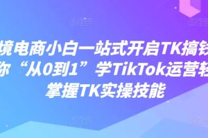 跨境电商小白一站式开启TK搞钱，教你“从0到1”学TikTok运营轻松掌握TK实操技能