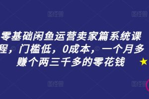 零基础闲鱼运营卖家篇系统课程，门槛低，0成本，一个月多赚个两三千多的零花钱