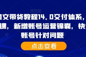 抖音图文带货教程14.0交付体系，基础与精英课，新增账号运营锦囊，快速解决账号针对问题