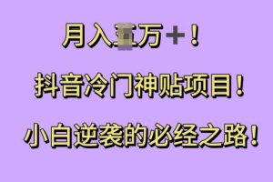 抖音冷门神贴项目，小白逆袭的必经之路，月入过W【揭秘】