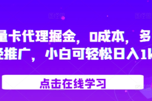 流量卡代理掘金，0成本，多途径推广，小白可轻松日入1k