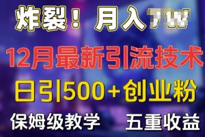 炸裂!揭秘12月最新日引流500+精准创业粉，多重收益保姆级教学