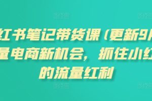 小红书笔记带货课(更新25年1月)流量电商新机会，抓住小红书的流量红利