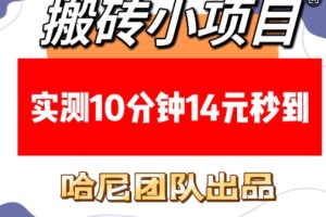 搬砖小项目，实测10分钟14元秒到，每天稳定几张(赠送必看稳定)