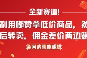 全新赛道，利用嘟赞拿低价商品，然后去闲鱼转卖佣金，差价两边赚，会网购就能挣钱